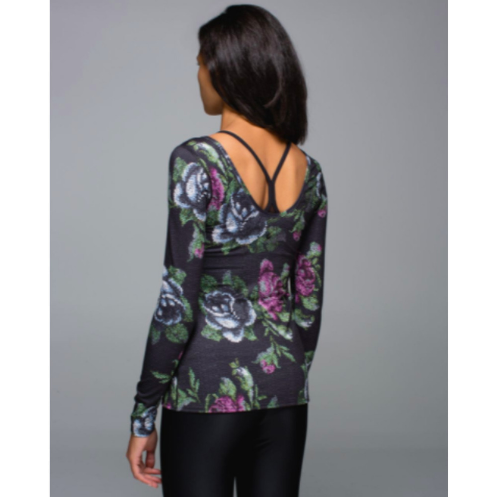 Lululemon Floral Open Back Long Sleeve 4 NWOT KK42